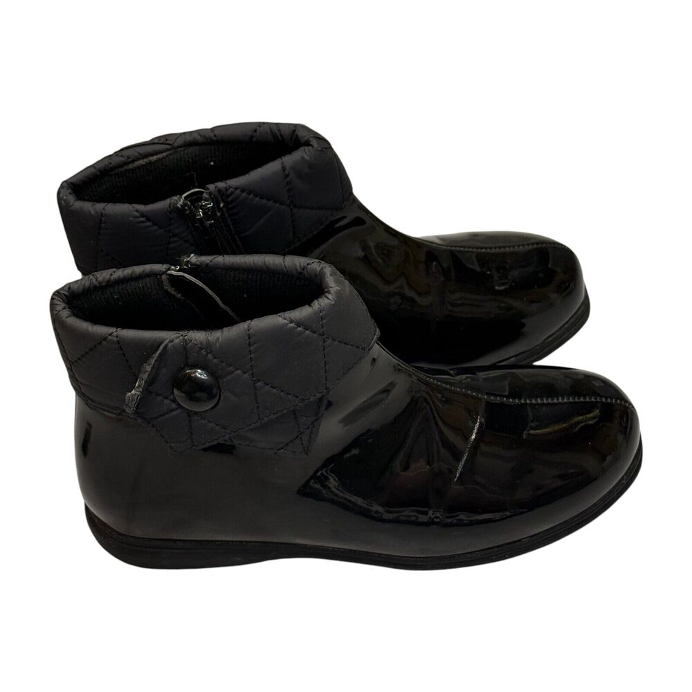 Appleseed's Womens 8M Bootie Shoes Black Patent Leather Quilted Side Zip Boots - Picture 4 of 7